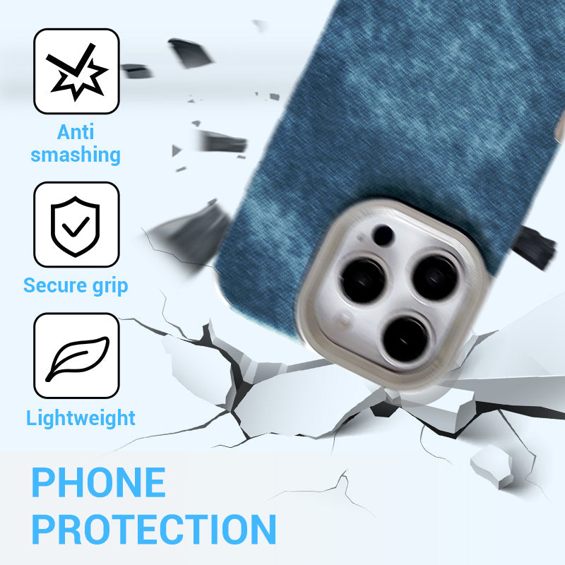 Large Hole Electroplated Denim Pattern iPhone Case