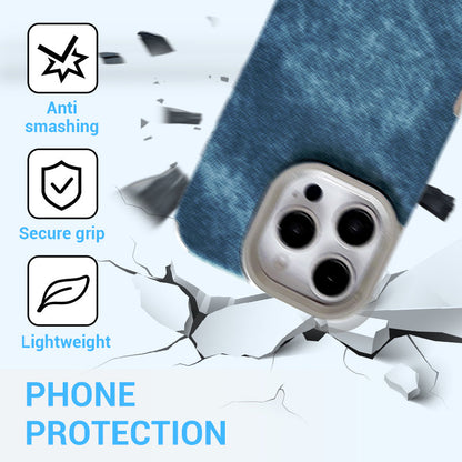 Large Hole Electroplated Denim Pattern iPhone Case