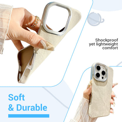 Large Hole Electroplated Denim Pattern iPhone Case