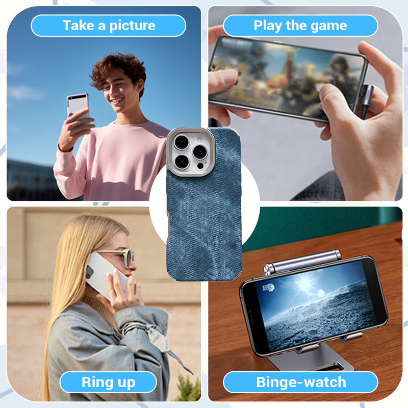 Large Hole Electroplated Denim Pattern iPhone Case