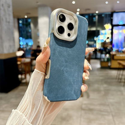 Large Hole Electroplated Denim Pattern iPhone Case