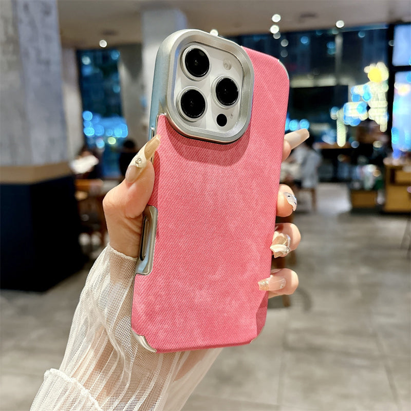 Large Hole Electroplated Denim Pattern iPhone Case