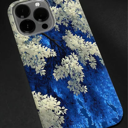 Blue-White Floral Art Phone Case for iPhone