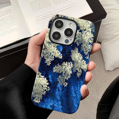 Blue-White Floral Art Phone Case for iPhone