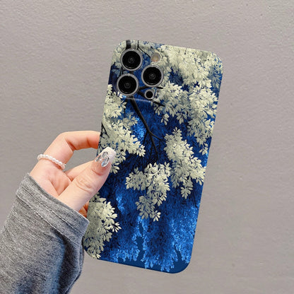 Blue-White Floral Art Phone Case for iPhone
