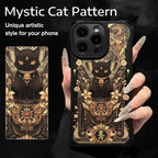 Black Cat & Gold Pattern Phone Case with Strap