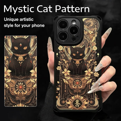 Black Cat & Gold Pattern Phone Cover with Strap