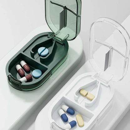 2-in-1 Portable Pill Cutter & Storage Organizer