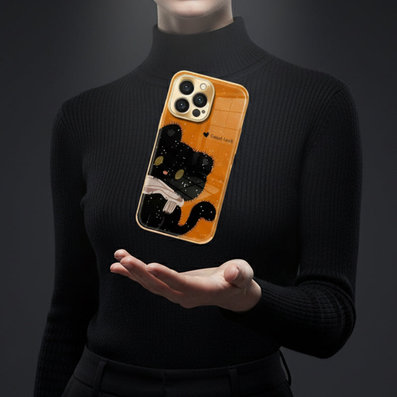 Sparkling Cat Pattern Phone Case