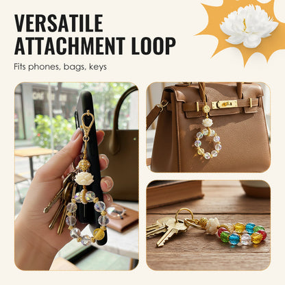 Zen-Inspired Lotus Beaded Phone & Bag Charm