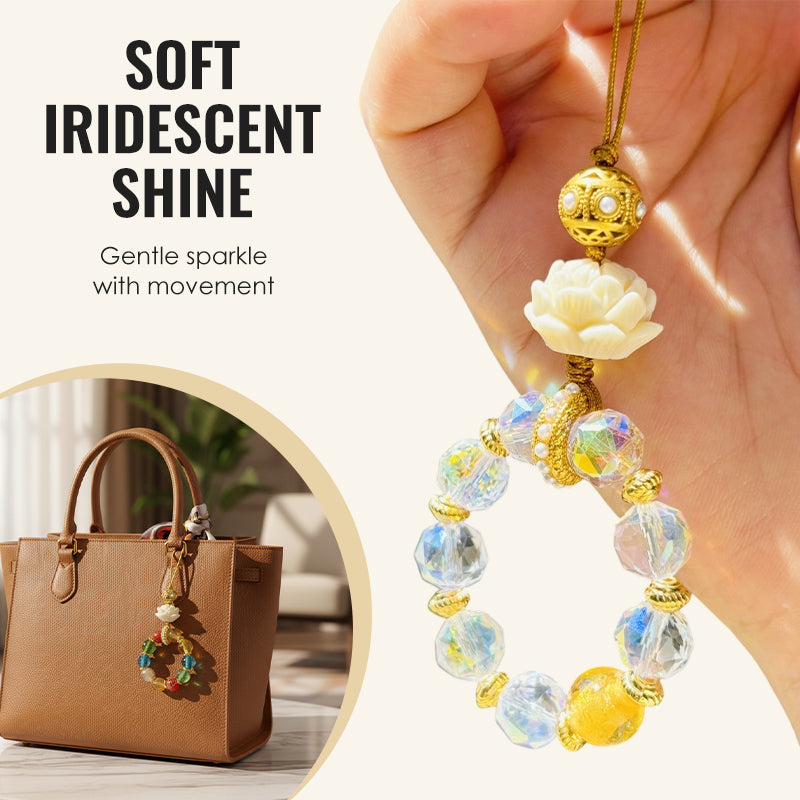 Zen-Inspired Lotus Beaded Phone & Bag Charm