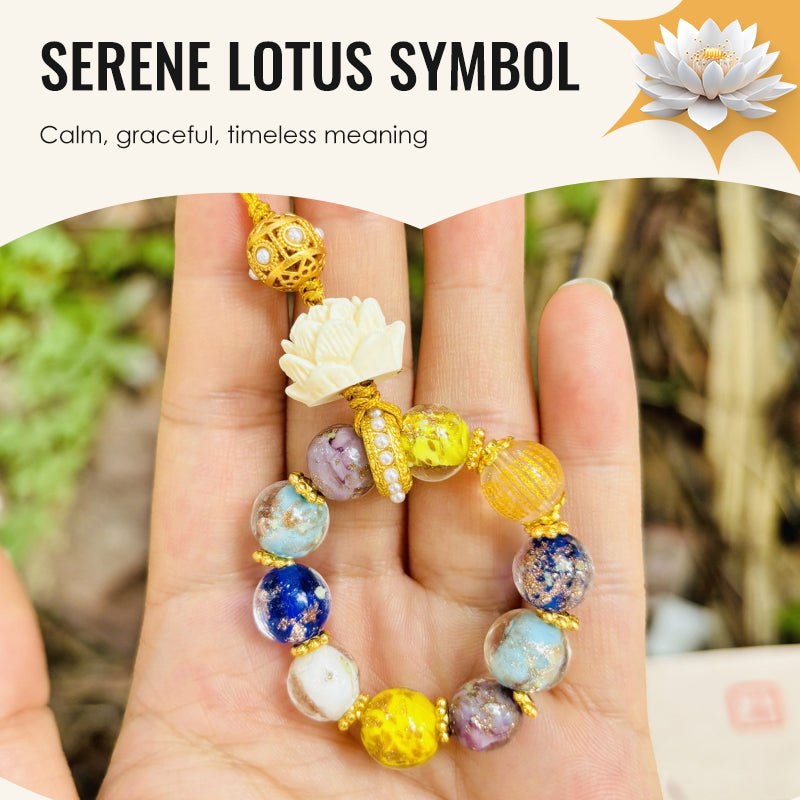 Zen-Inspired Lotus Beaded Phone & Bag Charm