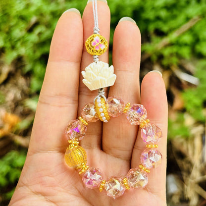 Zen-Inspired Lotus Beaded Phone & Bag Charm