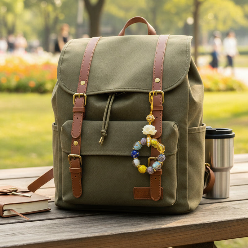 Zen-Inspired Lotus Beaded Phone & Bag Charm