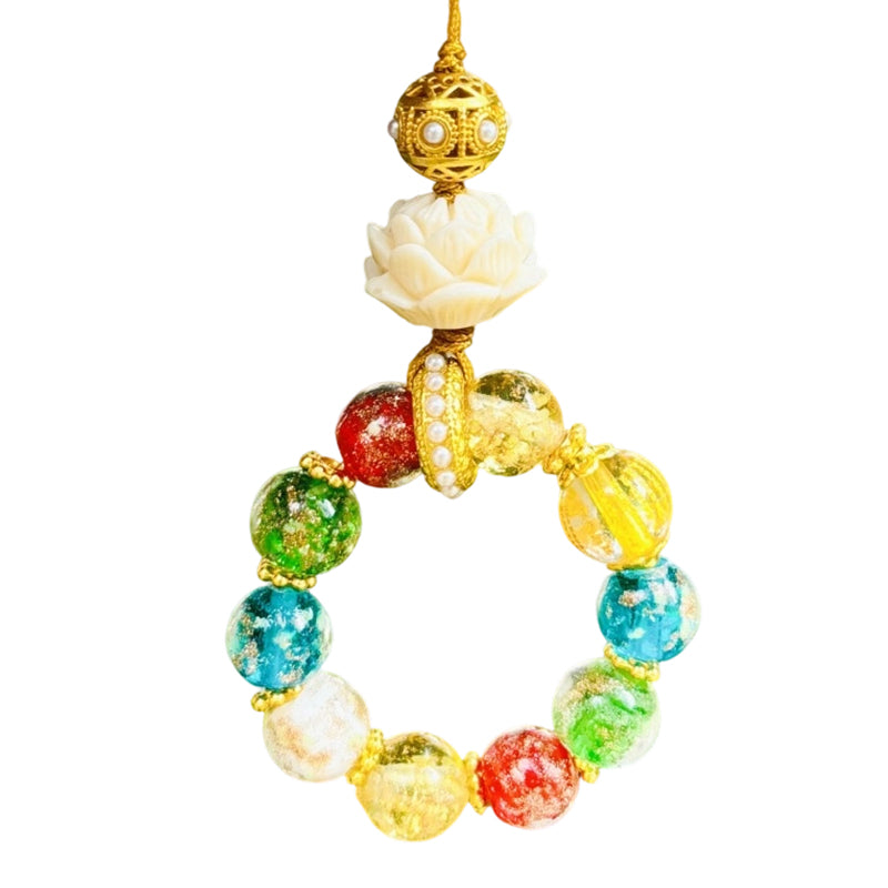 Zen-Inspired Lotus Beaded Phone & Bag Charm