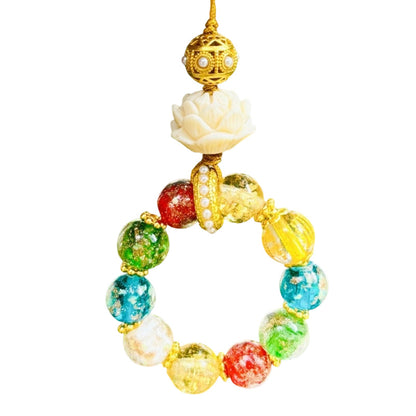 Zen-Inspired Lotus Beaded Phone & Bag Charm