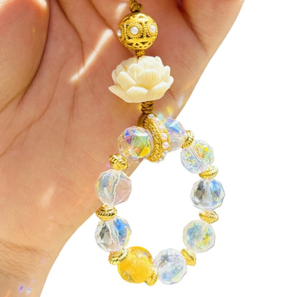 Zen-Inspired Lotus Beaded Phone & Bag Charm