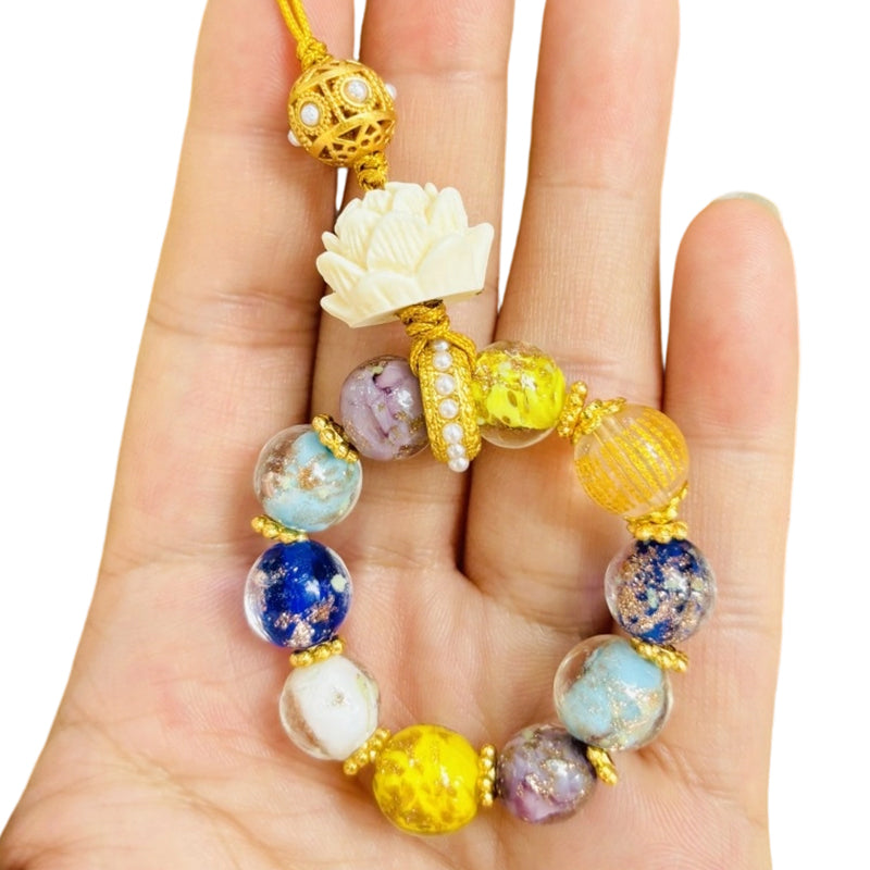 Zen-Inspired Lotus Beaded Phone & Bag Charm