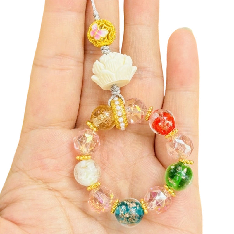 Zen-Inspired Lotus Beaded Phone & Bag Charm