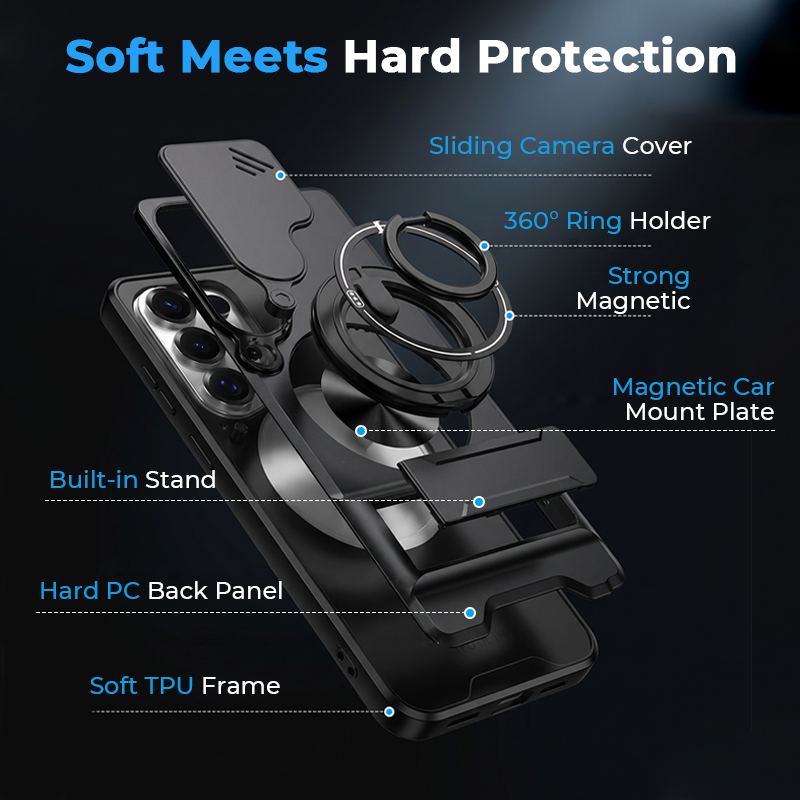 Magnetic Phone Case with Sliding Camera Cover