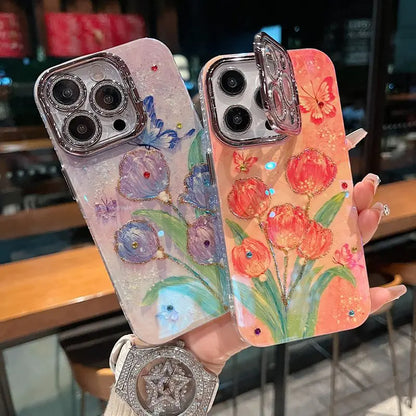 Diamond-studded Tulip Case Cover for iPhone - Buy 2: FREE SHIPPING🛫 & 40% OFF 2nd🔥
