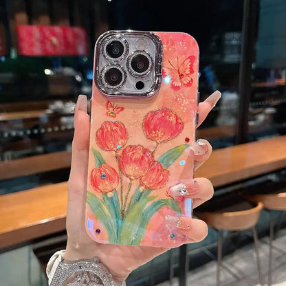 Diamond-studded Tulip Case Cover for iPhone - Buy 2: FREE SHIPPING🛫 & 40% OFF 2nd🔥