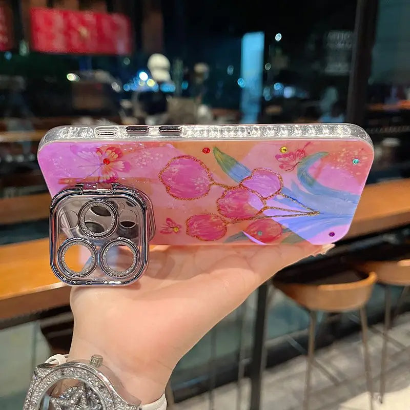 Diamond-studded Tulip Case Cover for iPhone - Buy 2: FREE SHIPPING🛫 & 40% OFF 2nd🔥